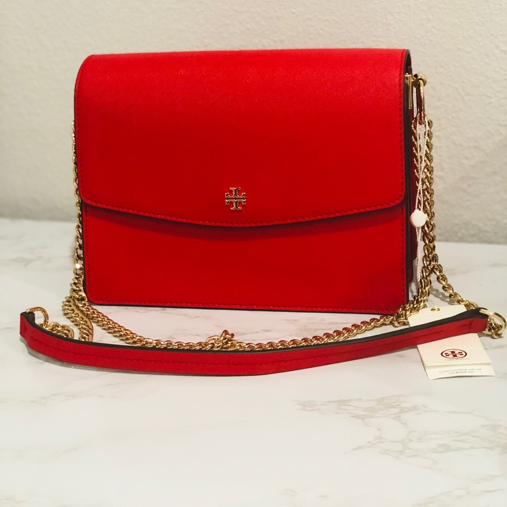 Red Tory Burch Adjustable Shoulder Bag